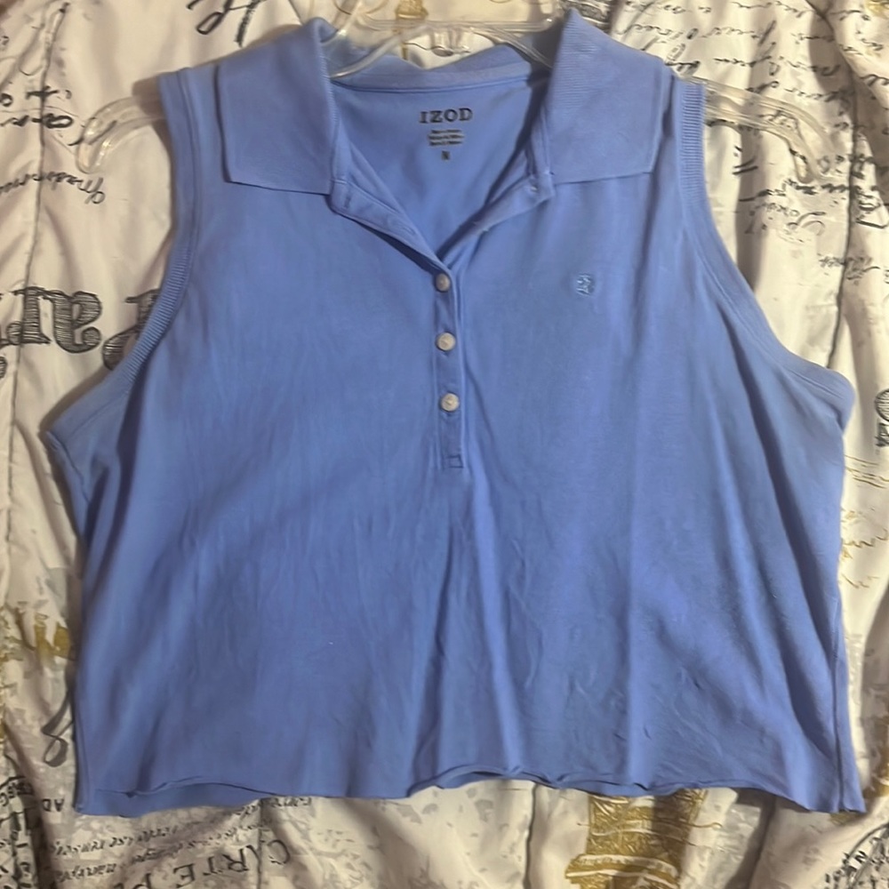 IZOD blue sleeveless polo t shirt cropped